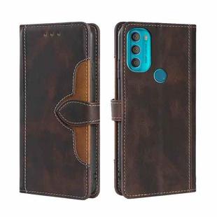 For Motorola Moto G71 5G Skin Feel Straw Hat Magnetic Buckle Leather Phone Case(Brown)