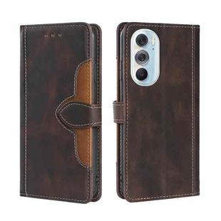 For Motorola Edge X30 Skin Feel Straw Hat Magnetic Buckle Leather Phone Case(Brown)