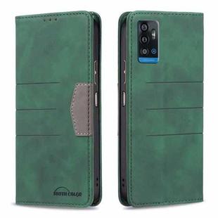 For ZTE Blade A71 Magnetic Splicing Leather Phone Case(Green)