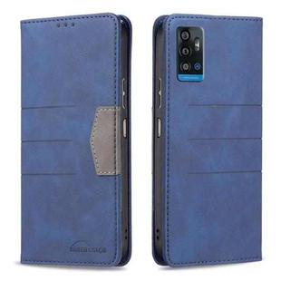 For ZTE Blade A71 Magnetic Splicing Leather Phone Case(Blue)