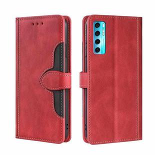 For TCL 20 Pro 5G Skin Feel Straw Hat Magnetic Buckle Leather Phone Case(Red)