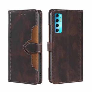 For TCL 20 Pro 5G Skin Feel Straw Hat Magnetic Buckle Leather Phone Case(Brown)