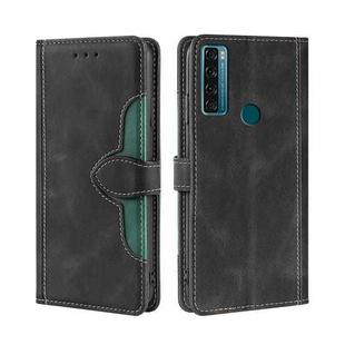 For TCL 20 SE Skin Feel Straw Hat Magnetic Buckle Leather Phone Case(Black)