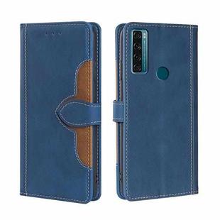 For TCL 20 SE Skin Feel Straw Hat Magnetic Buckle Leather Phone Case(Blue)