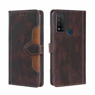 For TCL 20R 5G / Bremen / 20AX 5G Skin Feel Straw Hat Magnetic Buckle Leather Phone Case(Brown)
