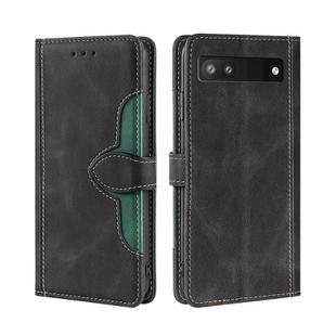 For Google Pixel 6a Skin Feel Straw Hat Magnetic Buckle Leather Phone Case(Black)