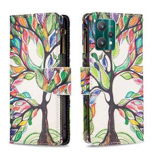 For OPPO Realme 9 Pro Colored Drawing Pattern Zipper Horizontal Flip Leather Phone Case with Holder & Card Slots & Wallet(Tree)