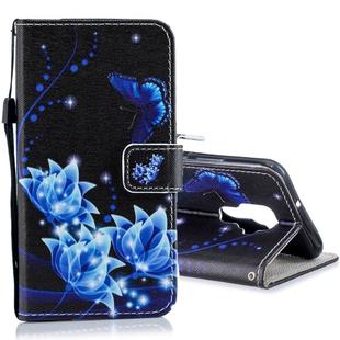 For Huawei Nova 5i Pro Horizontal Flip Leather Case with Holder & Card Slots & Wallet(Blue Butterfly Flower)