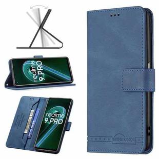 For OPPO Realme 9 Pro Magnetic Clasp RFID Blocking Anti-Theft Leather Phone Case with Holder & Card Slots & Wallet(Blue)