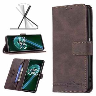 For OPPO Realme 9 Pro Magnetic Clasp RFID Blocking Anti-Theft Leather Phone Case with Holder & Card Slots & Wallet(Brown)