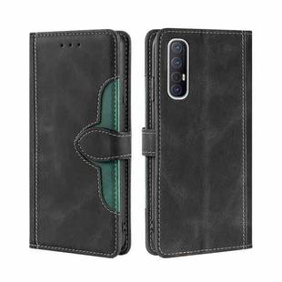 For OPPO Reno3 5G JP Version Skin Feel Straw Hat Magnetic Buckle Leather Phone Case(Black)