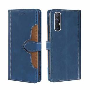 For OPPO Reno3 5G JP Version Skin Feel Straw Hat Magnetic Buckle Leather Phone Case(Blue)