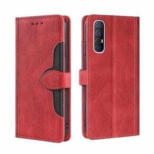 For OPPO Reno3 5G JP Version Skin Feel Straw Hat Magnetic Buckle Leather Phone Case(Red)