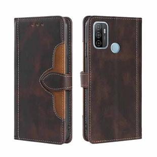 For OPPO A53 / A32 / A33 / A53s 2020 Skin Feel Straw Hat Magnetic Buckle Leather Phone Case(Brown)