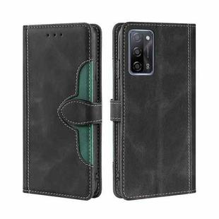 For OPPO A55 5G Skin Feel Straw Hat Magnetic Buckle Leather Phone Case(Black)