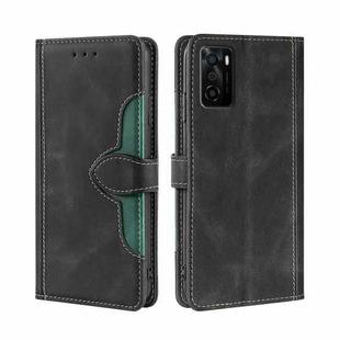 For OPPO A55s 5G Skin Feel Straw Hat Magnetic Buckle Leather Phone Case(Black)