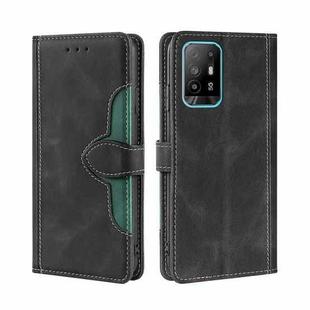 For OPPO A94 5G / F19 Pro+ / Reno 5Z Skin Feel Straw Hat Magnetic Buckle Leather Phone Case(Black)