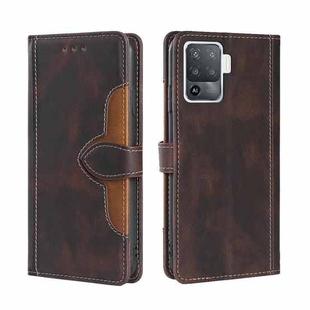 For OPPO F19 Pro / A94 4G / Reno5 F Skin Feel Straw Hat Magnetic Buckle Leather Phone Case(Brown)