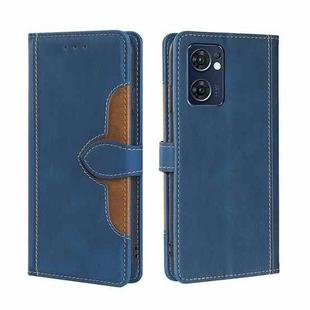 For OPPO Find X5 Lite Skin Feel Straw Hat Magnetic Buckle Leather Phone Case(Blue)