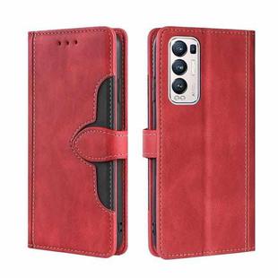 For OPPO Reno5 Pro+ 5G / Find X3 Neo Skin Feel Straw Hat Magnetic Buckle Leather Phone Case(Red)