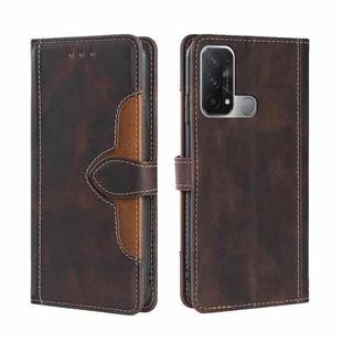 For OPPO Reno5 A Skin Feel Straw Hat Magnetic Buckle Leather Phone Case(Brown)
