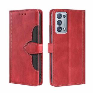 For OPPO Reno6 Pro+ Skin Feel Straw Hat Magnetic Buckle Leather Phone Case(Red)