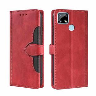 For OPPO Realme C12 / Narzo 20 Skin Feel Straw Hat Magnetic Buckle Leather Phone Case(Red)