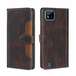 For OPPO Realme C20 Skin Feel Straw Hat Magnetic Buckle Leather Phone Case(Brown)