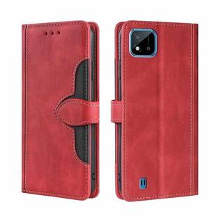 For OPPO Realme C20 Skin Feel Straw Hat Magnetic Buckle Leather Phone Case(Red)