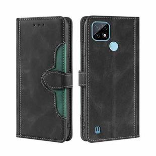 For OPPO Realme C21 Skin Feel Straw Hat Magnetic Buckle Leather Phone Case(Black)