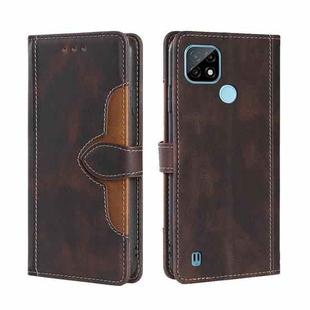 For OPPO Realme C21 Skin Feel Straw Hat Magnetic Buckle Leather Phone Case(Brown)