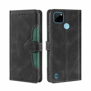 For OPPO Realme C21Y Skin Feel Straw Hat Magnetic Buckle Leather Phone Case(Black)