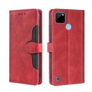 For OPPO Realme C21Y Skin Feel Straw Hat Magnetic Buckle Leather Phone Case(Red)