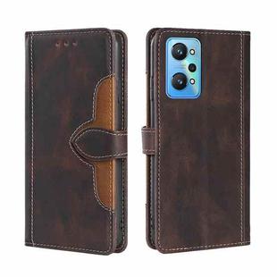 For OPPO Realme GT Neo2 5G Skin Feel Straw Hat Magnetic Buckle Leather Phone Case(Brown)