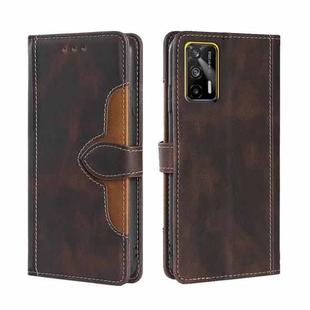 For OPPO Realme GT / Q3 Pro 5G Skin Feel Straw Hat Magnetic Buckle Leather Phone Case(Brown)
