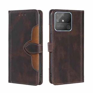 For OPPO Realme Narzo 50A Skin Feel Straw Hat Magnetic Buckle Leather Phone Case(Brown)