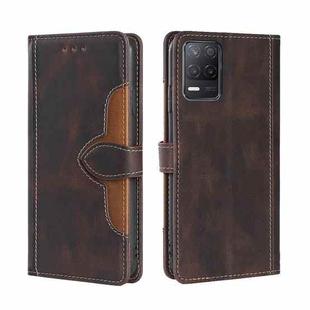 For OPPO Realme 8 5G / Realme V13 5G Skin Feel Straw Hat Magnetic Buckle Leather Phone Case(Brown)