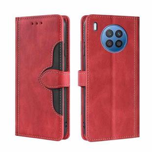 For Huawei nova 8i Skin Feel Straw Hat Magnetic Buckle Leather Phone Case(Red)