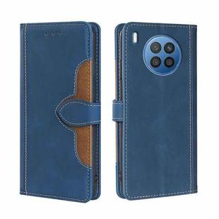 For Huawei nova 8i Skin Feel Straw Hat Magnetic Buckle Leather Phone Case(Blue)