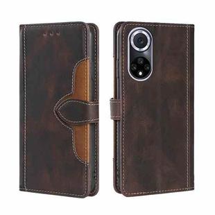 For Huawei nova 9 Skin Feel Straw Hat Magnetic Buckle Leather Phone Case(Brown)