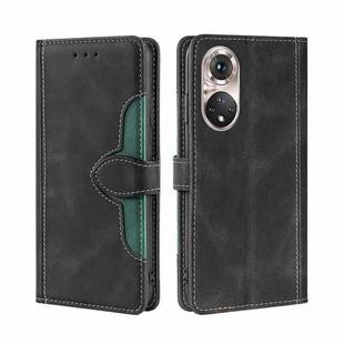 For Honor 50 Pro Skin Feel Straw Hat Magnetic Buckle Leather Phone Case(Black)