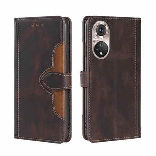 For Honor 50 Pro Skin Feel Straw Hat Magnetic Buckle Leather Phone Case(Brown)