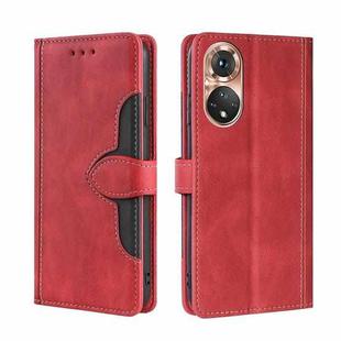 For Honor 50 Skin Feel Straw Hat Magnetic Buckle Leather Phone Case(Red)