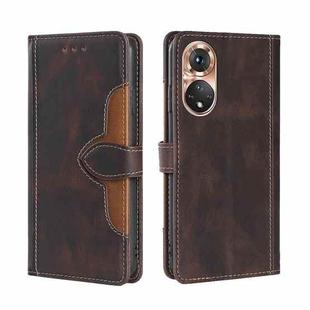 For Honor 50 Skin Feel Straw Hat Magnetic Buckle Leather Phone Case(Brown)