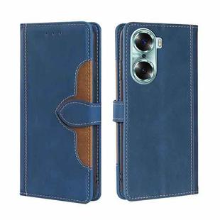 For Honor 60 Skin Feel Straw Hat Magnetic Buckle Leather Phone Case(Blue)