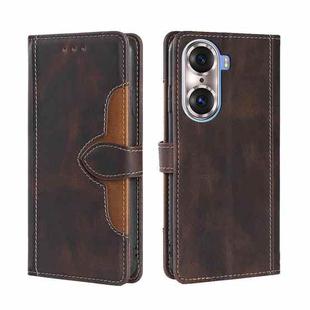 For Honor 60 Pro Skin Feel Straw Hat Magnetic Buckle Leather Phone Case(Brown)