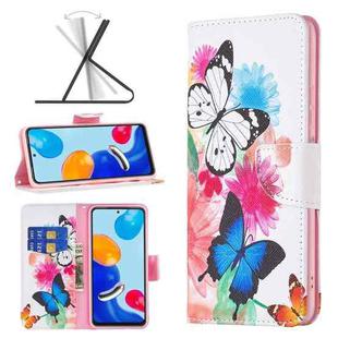 For Xiaomi Redmi Note 11 International Version Colored Drawing Pattern Leather Phone Case(Butterflies)