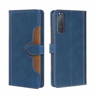 For Sony Xperia 5 II Skin Feel Straw Hat Magnetic Buckle Leather Phone Case(Blue)