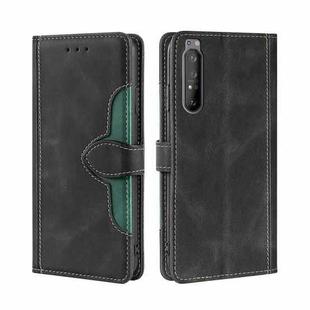For Sony Xperia 1 II Skin Feel Straw Hat Magnetic Buckle Leather Phone Case(Black)