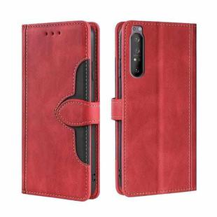 For Sony Xperia 1 II Skin Feel Straw Hat Magnetic Buckle Leather Phone Case(Red)